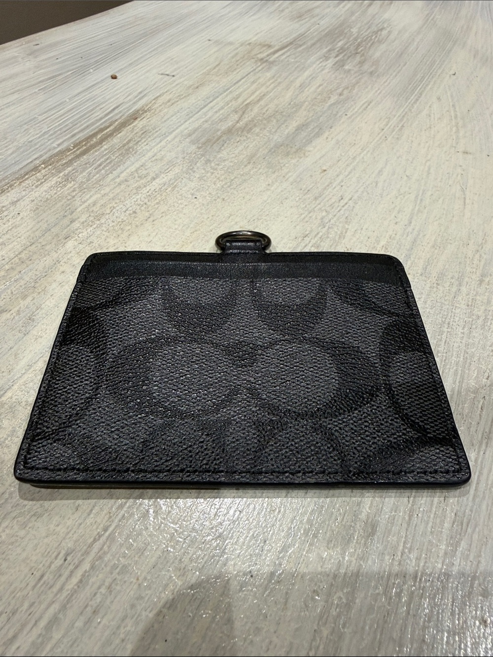 Coach Black Signature Lanyard Card & Key Holder